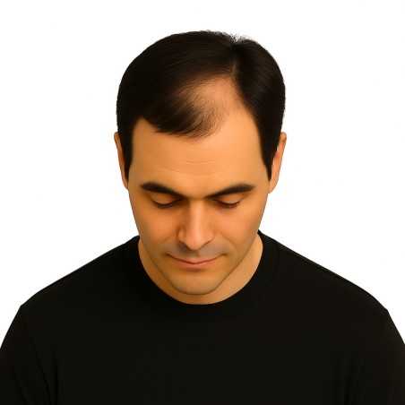 Men's Frontal Hairpiece - Light Darkest Brown (Color 3), Receding Hairline Coverage, 100% Remy Indian Human Hair
