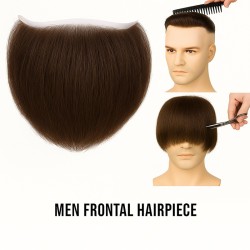 Men's Frontal Hairpiece - Dark Brown (Color 4), Receding Hairline Coverage, 100% Remy Indian Human Hair