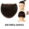 Men's Frontal Hairpiece - Light Darkest Brown (Color 3), Receding Hairline Coverage, 100% Remy Indian Human Hair