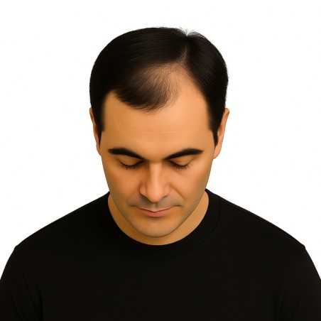 Men's Frontal Hairpiece - Dark Brown with Ash Tone (Color 4ASH), Receding Hairline Coverage, 100% Remy Indian Human Hair
