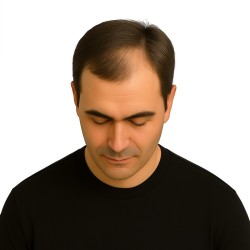 Men's Frontal Hairpiece - Light Brown with Ash Tone (Color 7ASH), Receding Hairline Coverage, 100% Remy Indian Human Hair