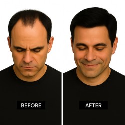 Men's 7x4 Frontal Hairpiece - Black (Color 1A), Receding Hairline Coverage, 100% Remy Indian Human Hair