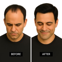 Men's 7x4 Frontal Hairpiece - Off Black (Color 1B), Receding Hairline Coverage, 100% Remy Indian Human Hair