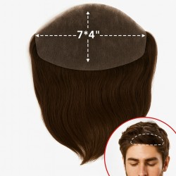 Men's 7x4 Frontal Hairpiece - Dark Brown (Color 4), Receding Hairline Coverage, 100% Remy Indian Human Hair