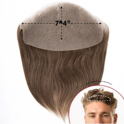 Men's 7x4 Frontal Hairpiece - Dark Brown with Ash Tone (Color 4ASH), Receding Hairline Coverage, 100% Remy Indian Human Hair