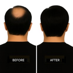 Men’s Frontal Hairpiece - Off Black (Color 1B), Partial Crown Coverage, 100% Remy Indian Human Hair
