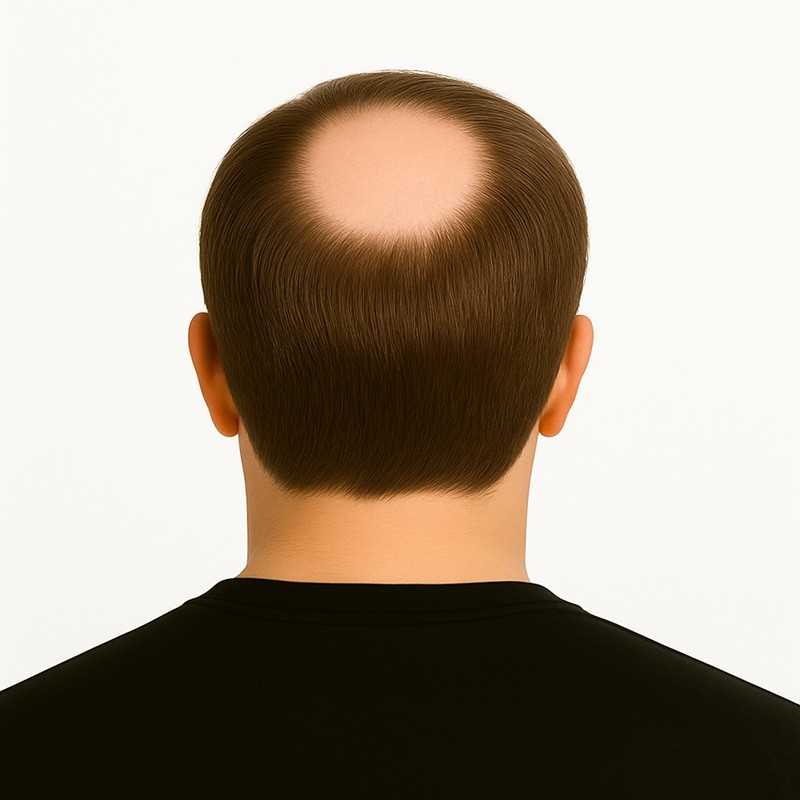 Men’s Frontal Hairpiece - Medium Brown (Color 6), Partial Crown Coverage, 100% Remy Indian Human Hair