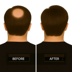 Men’s Frontal Hairpiece - Medium Brown (Color 6), Partial Crown Coverage, 100% Remy Indian Human Hair