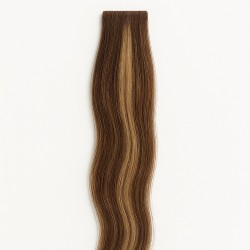 Invisible Tape-In Hair Extensions – Darkest Brown/Golden Blonde (Mix Color 2/24), 100% Remy Indian Human Hair