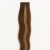 Invisible Tape-In Hair Extensions – Darkest Brown/Golden Blonde (Mix Color 2/24), 100% Remy Indian Human Hair