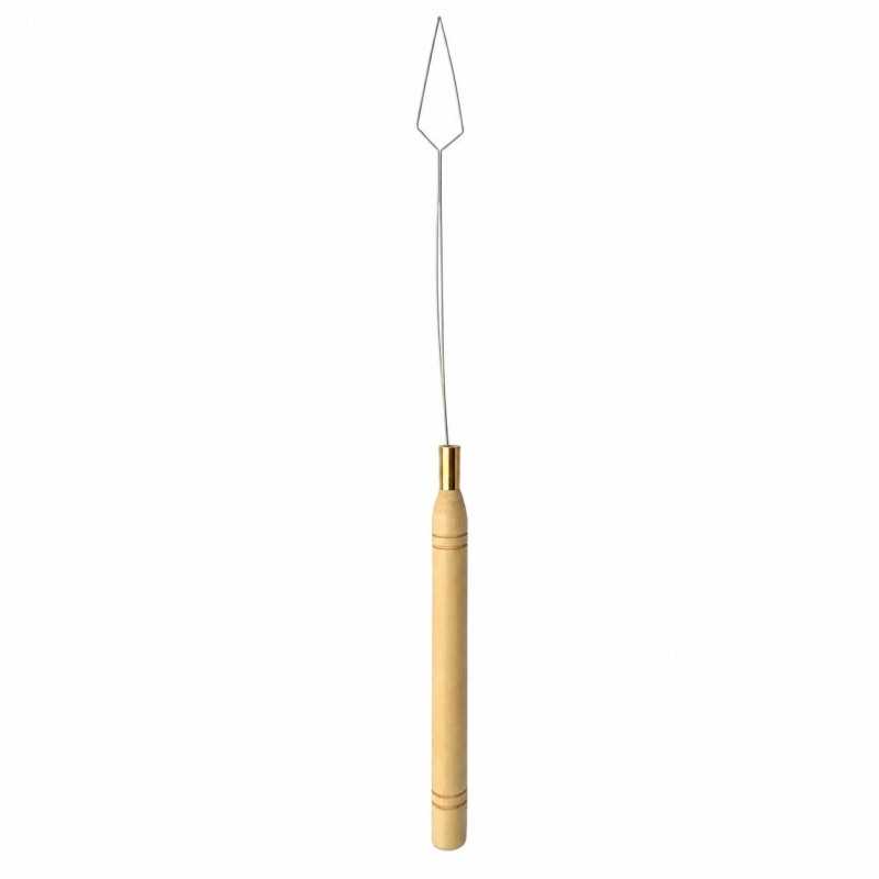 Pulling Loop Tool for Nano Ring Hair Extensions – Ergonomic Wooden Handle Threading Applicator